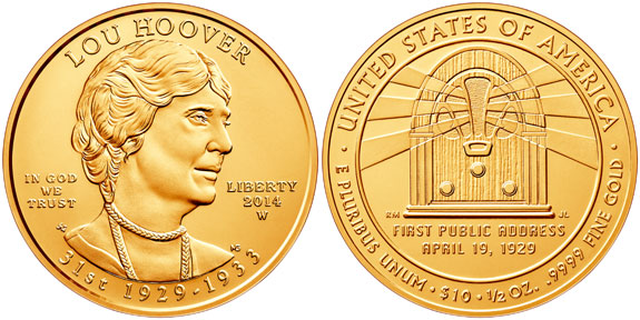 Lou Hoover First Spouse Gold Coin